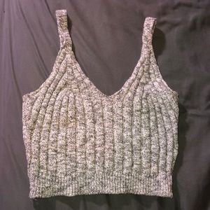 grey knitted cropped tank top